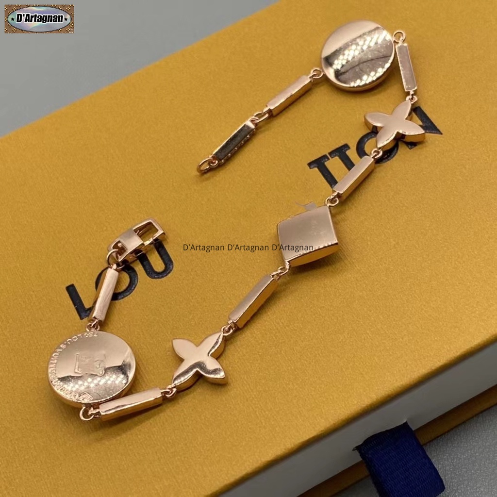 'TOP'Vòng đeo tay kim cương hoa MONOGRAM Vòng đeo tay vàng hồng Vòng đeo tay bằng đồng mạ vàng với dấu thép Hàn Quốc 2023 Vòng đeo tay nữ tái tạo mới