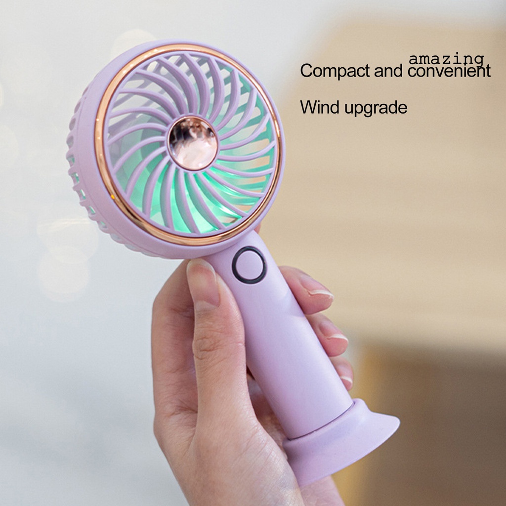 Quạt Mini Cầm Tay 3 Tốc Độ Tùy Chỉnh Kèm Đèn LED Nhiều Màu Tùy Chỉnh Không Ồn Tiện Dụng Mang Theo Du Lịch / Dã Ngoại