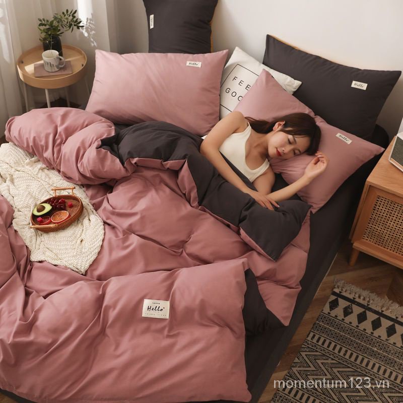 Bộ Ga Trải Giường Bốn Mảnh Vỏ Chăn Ga Gối Nệm Thân Thiện Với Làn Da