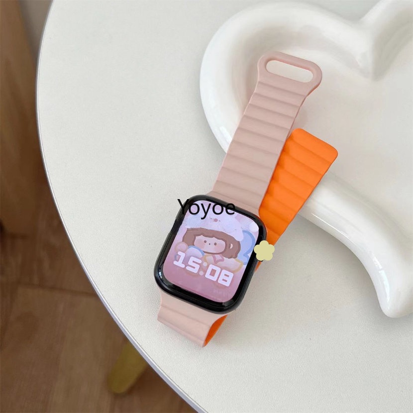 Dây Đeo Đồng Hồ Từ Tính Bằng Silicone 44mm 40mm 41mm 45mm 49mm Cho iWatch Series 8 7 6 SE 5 4 3 42mm 38mm