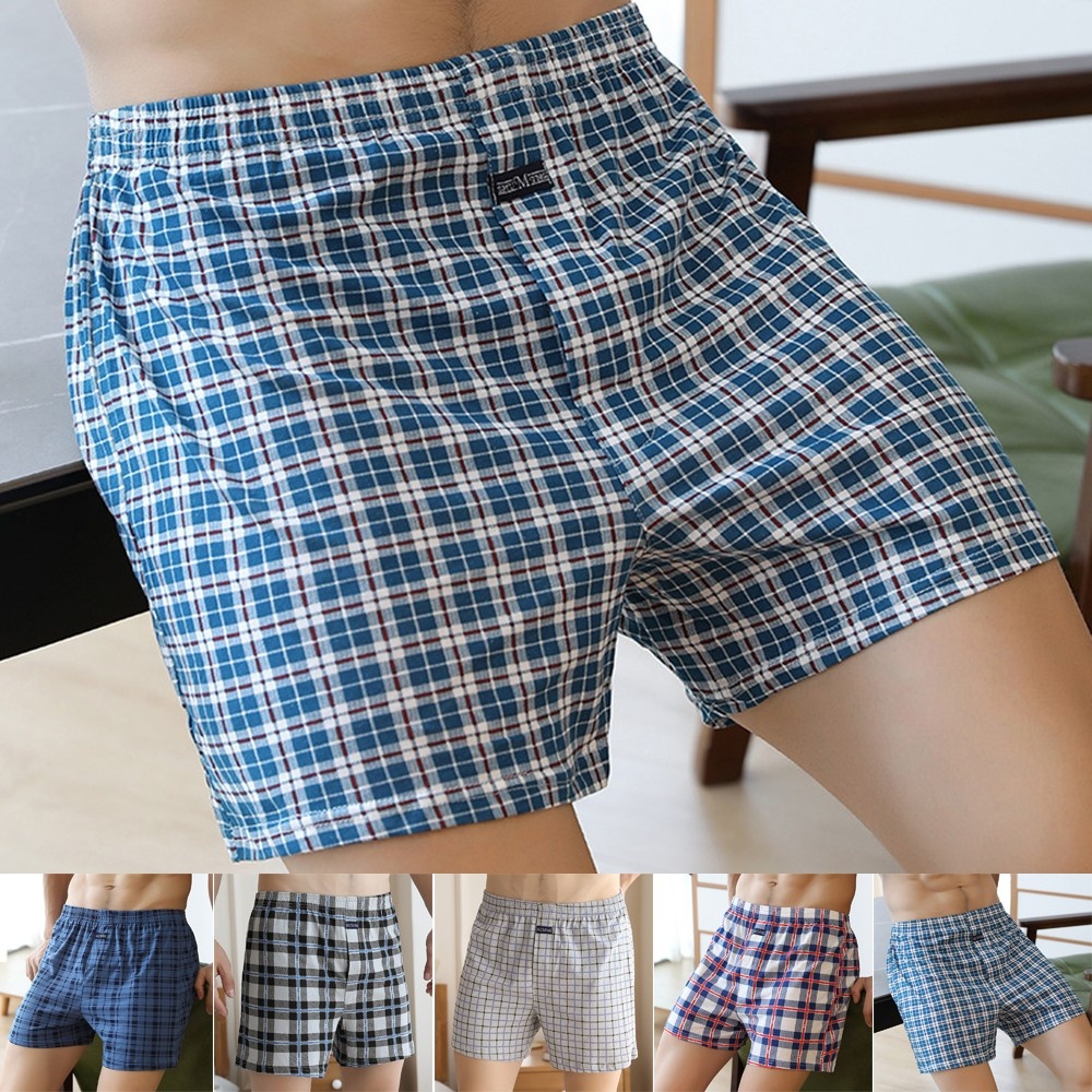 Quần Lót Boxer Chất Liệu Cotton Họa Tiết Sọc Caro Cao Cấp Thời Trang Dành Cho Nam