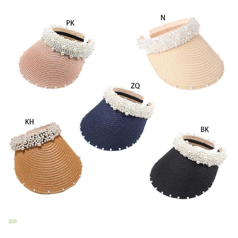 Mũ Lưỡi Trai Hở Chóp Đính Hạt Ngọc Trai Giả Nhiều Hàng Thời Trang Đi Biển Mùa Hè Cho Bạn Gái