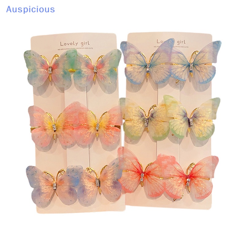 Set 6 Kẹp Tóc Hình Bướm Nhiều Màu Sắc Dễ Thương Cho Bé Gái