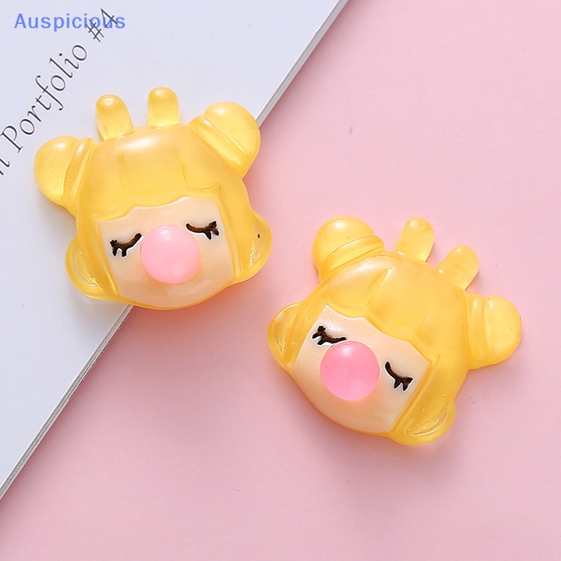 Set 5 Đầu Cô Gái Thổi Bong Bóng Bằng Nhựa Resin Trong Suốt DIY Cho Điện Thoại