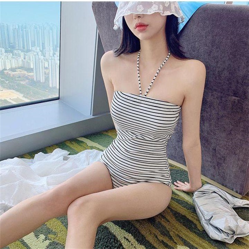 Đồ Bơi Một Mảnh Ôm Dáng Họa Tiết Kẻ Sọc Phong Cách Hàn Quốc Mới 2023 Cho Nữ