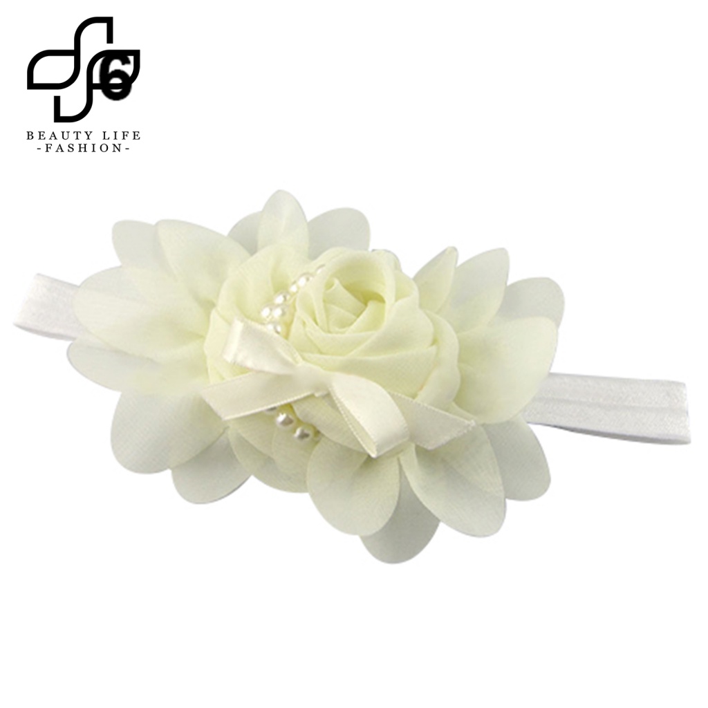 Băng Đô Co Giãn Đính Hạt Ngọc Trai / Hoa Dễ Thương Cho Bé Gái