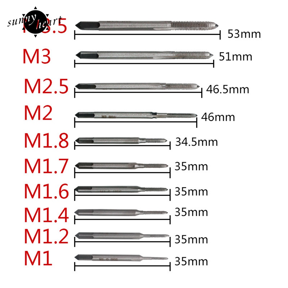 Set 10 Vít Mini M1-M3.5 Bằng Thép HSS Tiện Dụng Sửa Chữa Đồng Hồ