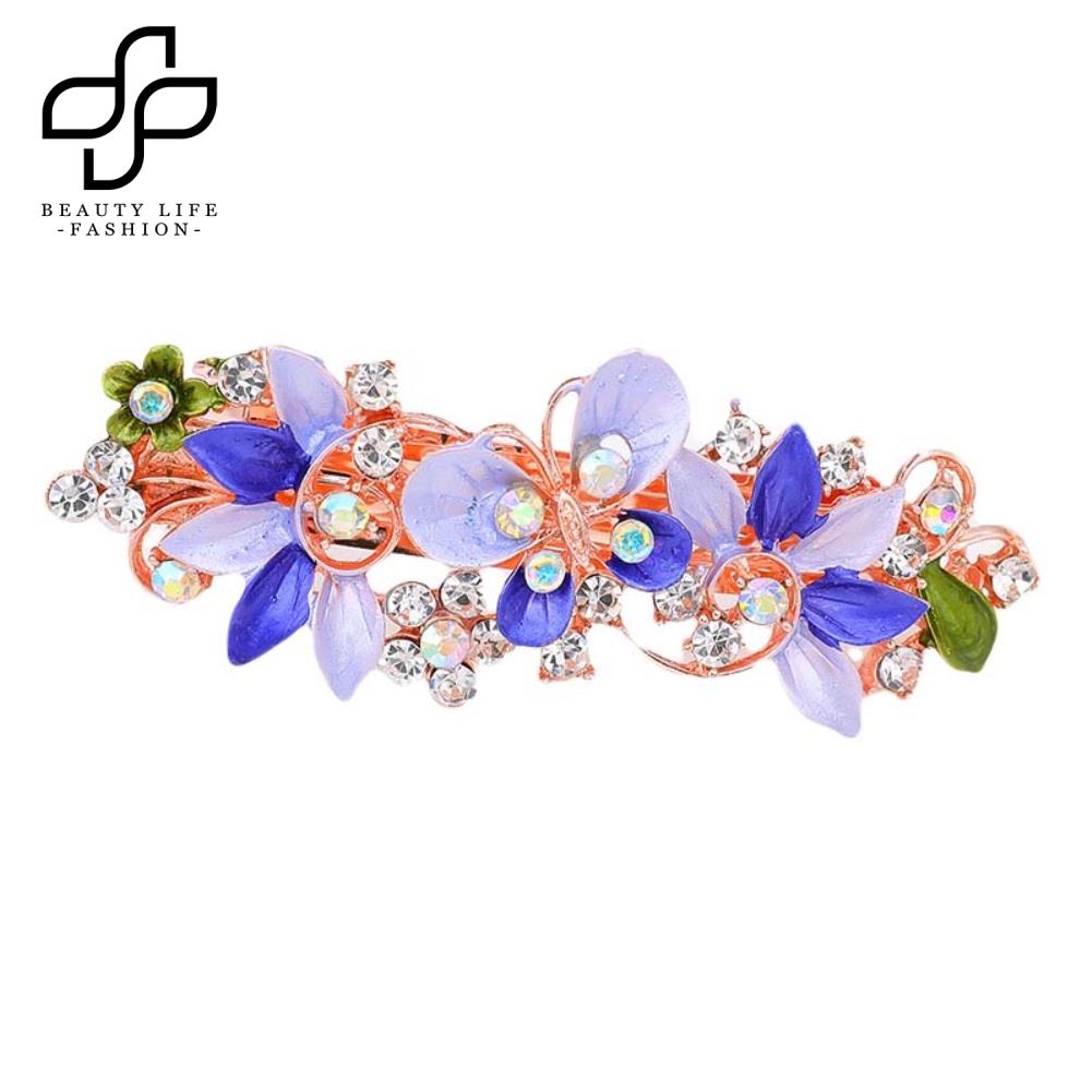 Kẹp Tóc Hình Hoa &amp; Bướm Đính Đá Cho Nữ