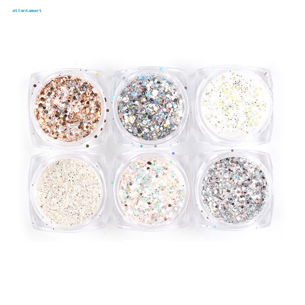 Túi Đựng Đồ Dùng Cao Cấp Tiện Dụng| Set 6 Hộp Bột Acrylic Lấp Lánh 1g Tự Trang Trí Móng Tay Cho Nữ