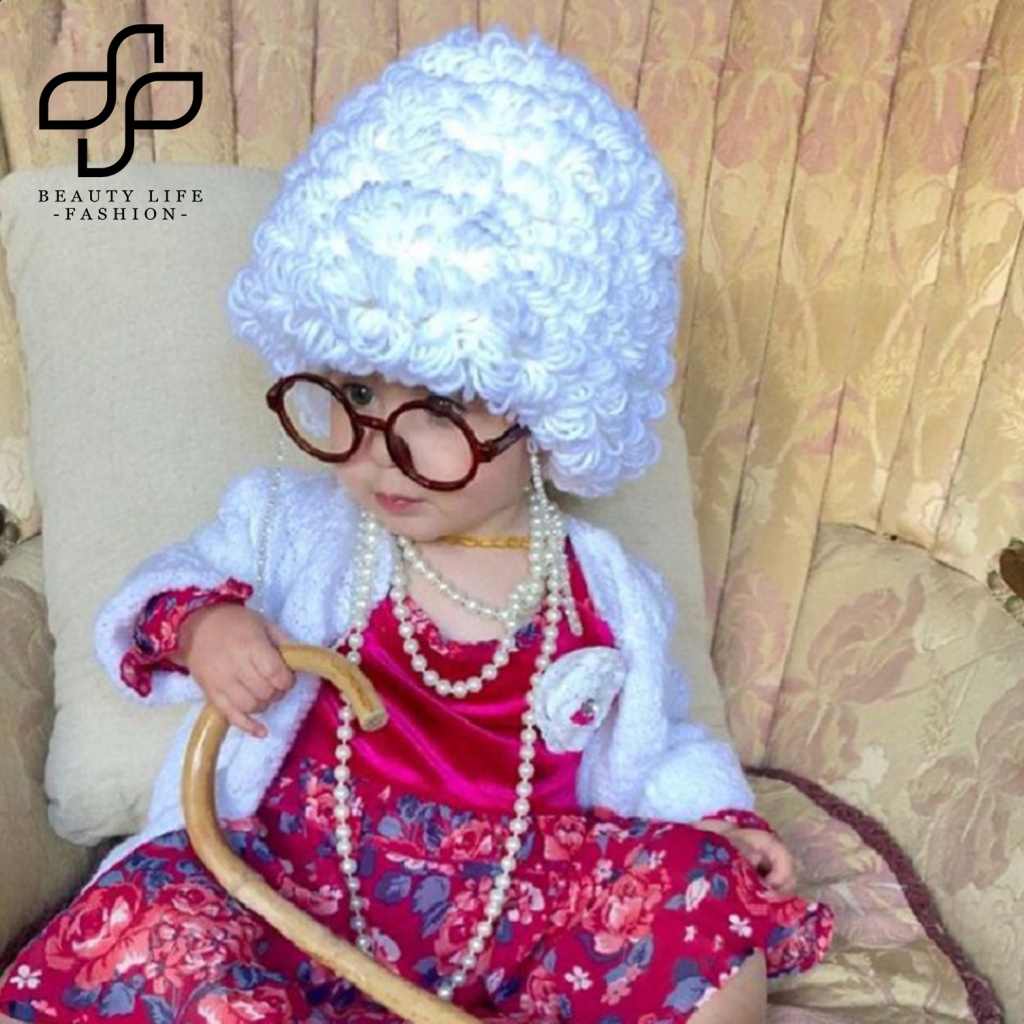 Bộ Tóc Giả + Mũ Xoăn Dùng Làm Đạo Cụ Chụp Ảnh Thời Trang Mùa Đông Cho Bé Sơ Sinh