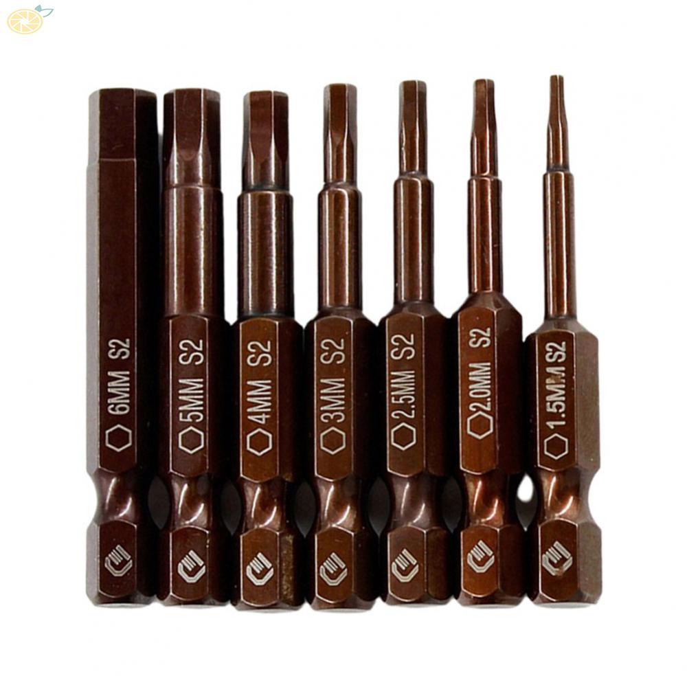 【VARSTR】Screwdriver Bits Hexagon Shank Magnetic 1/4 Inch 50mm Alloy Steel Brown H1.5-H6