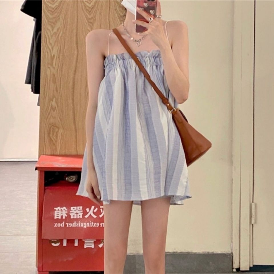 Áo Hai Dây Dáng Rộng Thời Trang Mùa Hè Pháp Cho Nữ