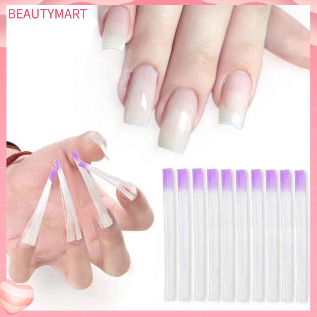 Bộ 10 Miếng Dán Nối Dài Móng Tay Sợi Thủy Tinh Linh Hoạt Nhanh Chóng Dùng Cho Salon