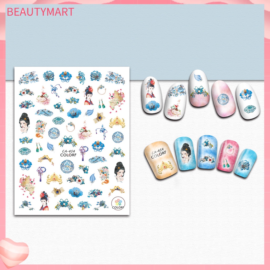 Miếng Dán Trang Trí Móng Tay 2D DIY Nhiều Màu Sắc Không Mùi Có Thể Tháo Rời Phong Cách Trung Hoa Dành Cho Nữ