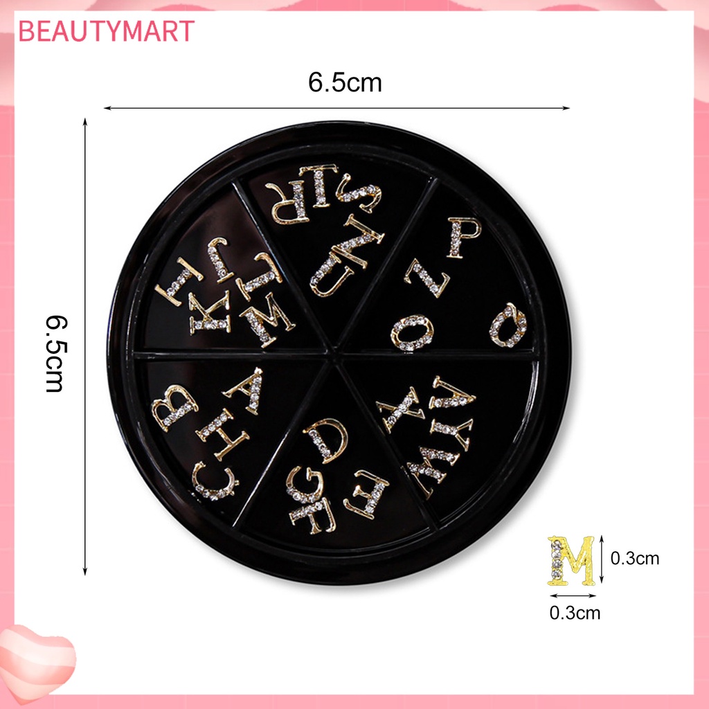 Set 26 Đinh Tán Chữ Tiếng Anh Đính Đá Trang Trí Móng Tay Chống Mài Mòn Dễ Dàng Tẩy Rửa Cho Salon