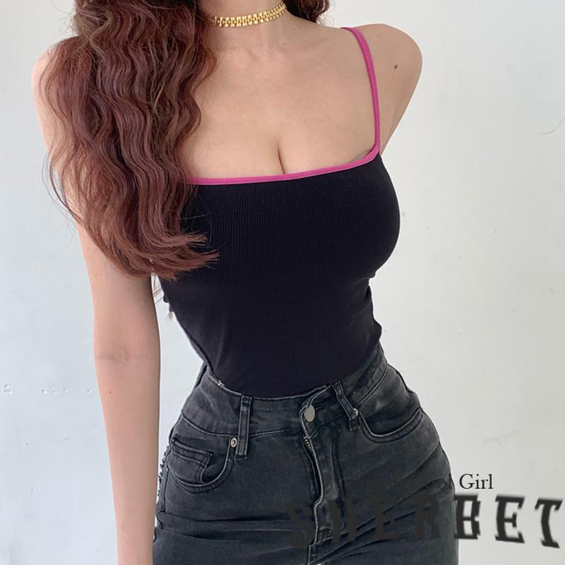 Áo Hai Dây LAA8 Màu Sắc Tương Phản Thời Trang Mùa Hè Quyến Rũ Cho Nữ