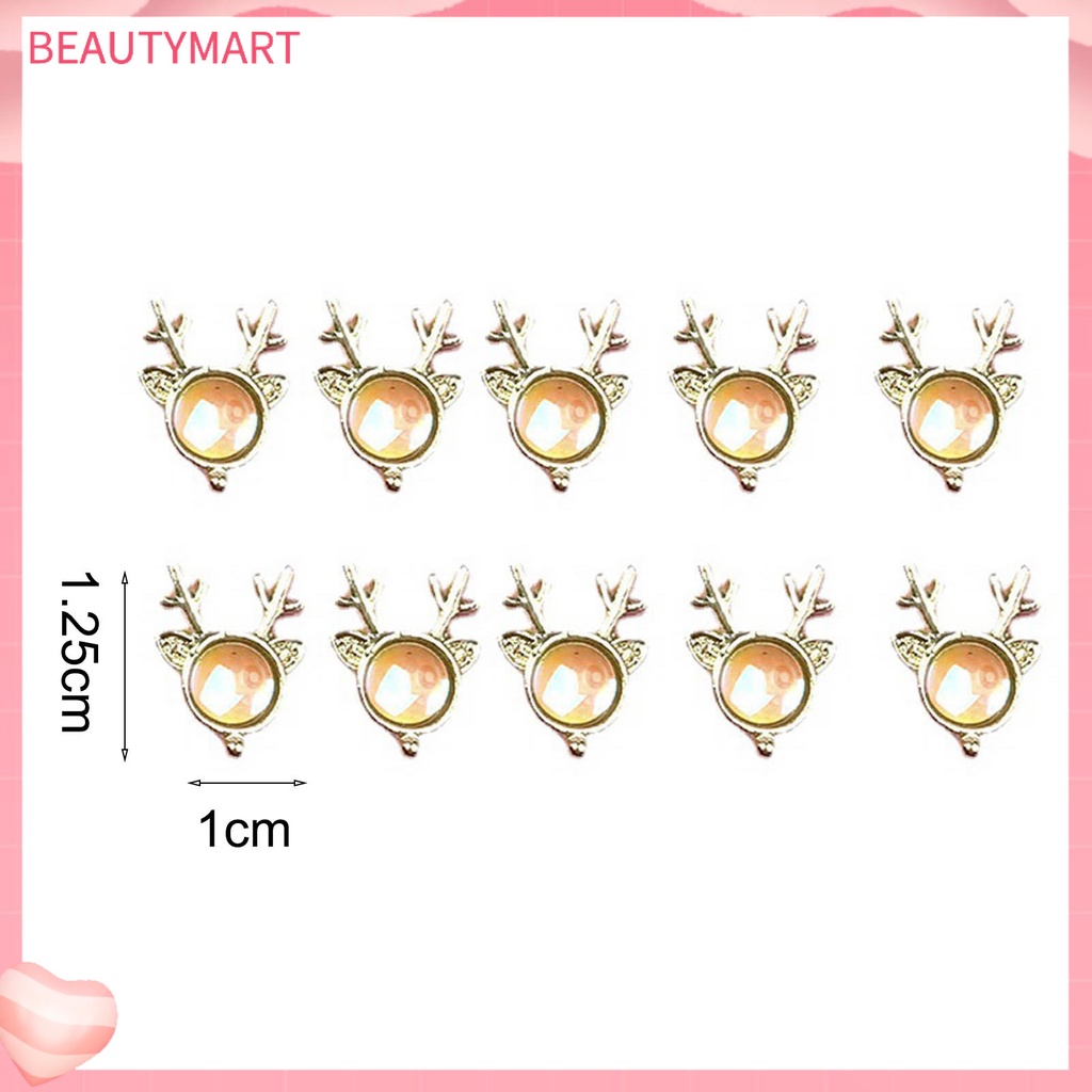 Set 10 Phụ Kiện Trang Trí Móng Tay 3D Hình Sừng Hươu Cho Nữ