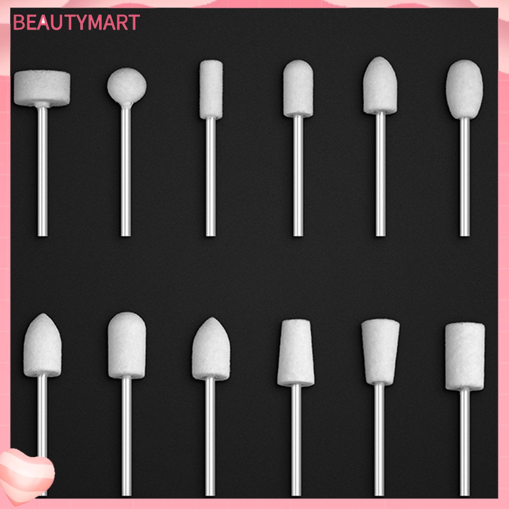 Bộ 12 Mũi Khoan Mài Móng Tay Chống Trầy Màu Trắng Dùng Tại Nhà