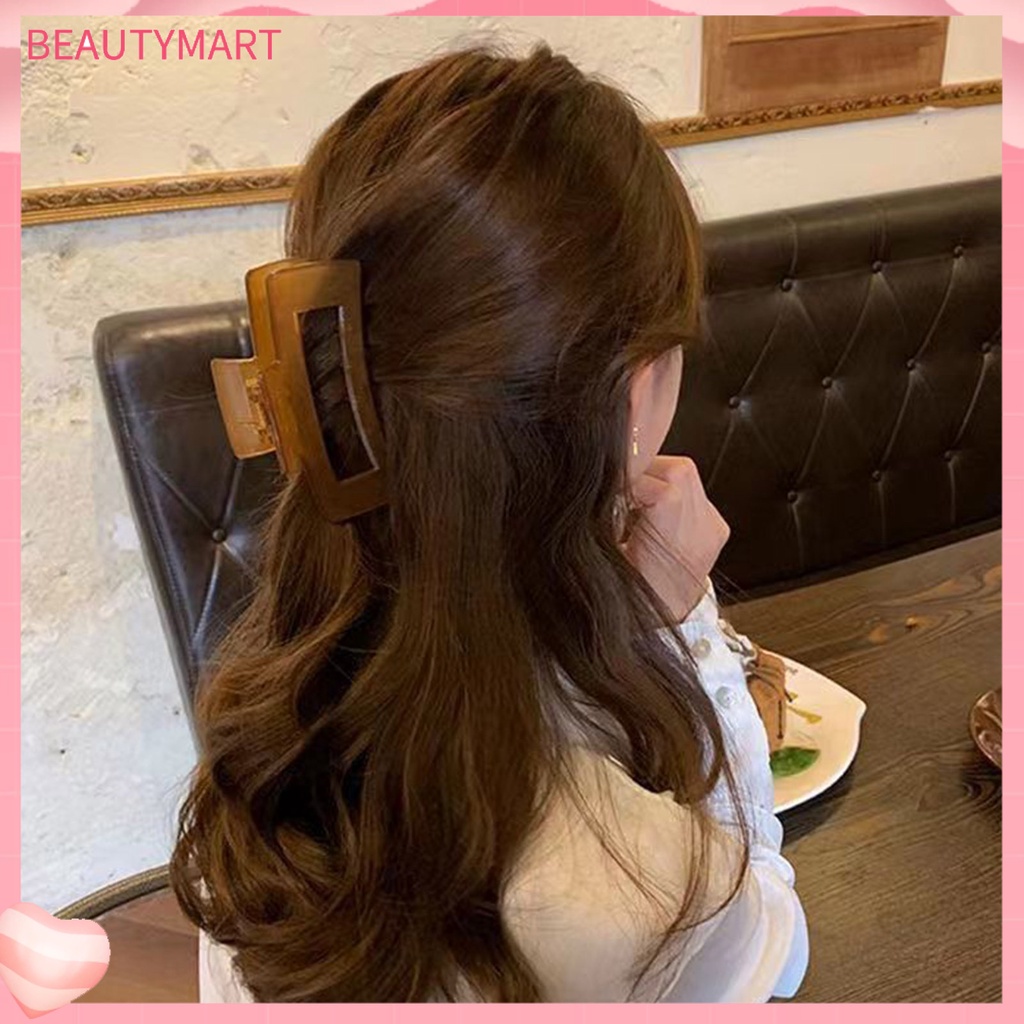 Kẹp Tóc Hình Vuông Cỡ Lớn Thiết Kế Trong Suốt Chống Trượt Tiện Dụng Cho Nữ