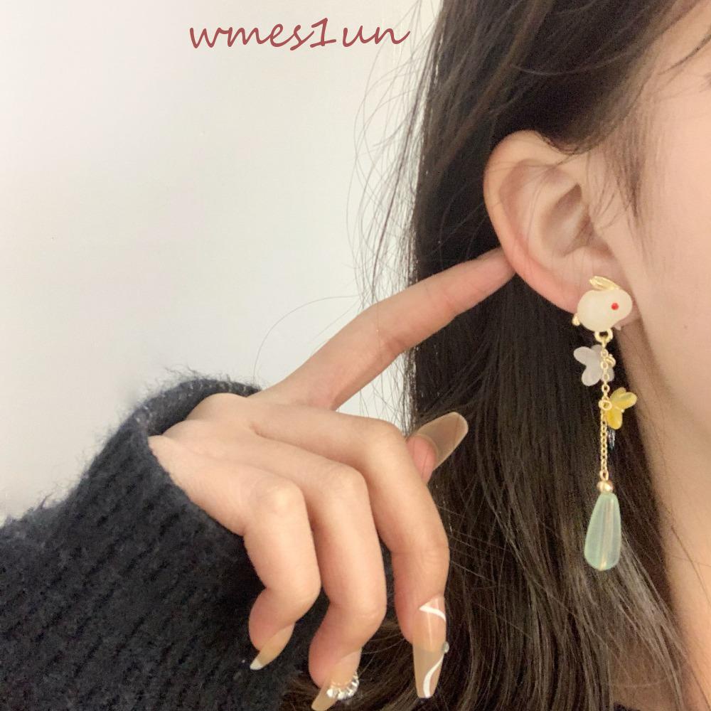 Bông Tai Hình Thỏ Phối Tua Rua Phong Cách Trung Hoa Cổ Điển Sang Trọng WMES15H