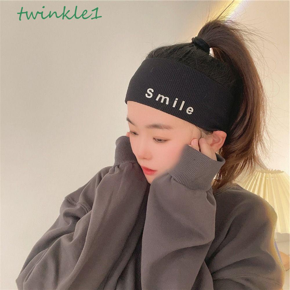 Băng Đô Dệt Kim Hình Mặt Cười In Chữ Thấm Hút Mồ Hôi Cho Nữ