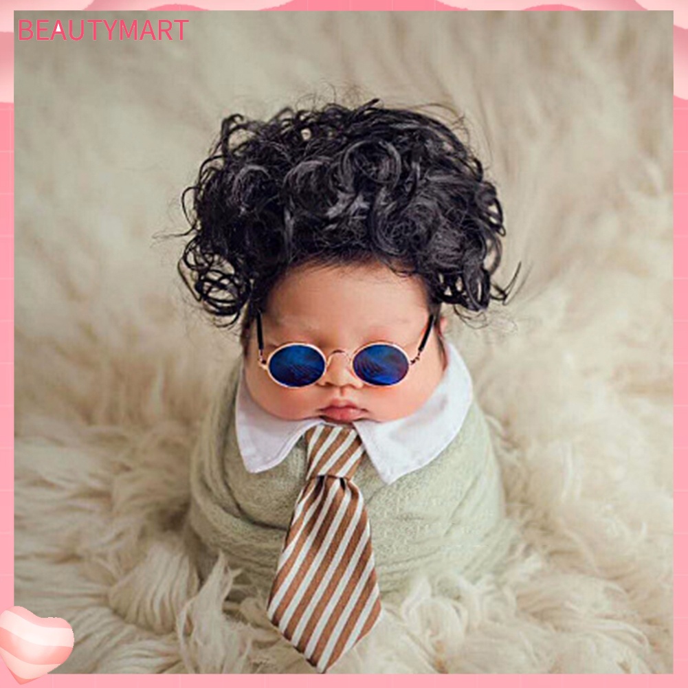 Kính Mát Tròn Gọng Kim Loại Chống Tia UV400 Dùng Làm Đạo Cụ Chụp Ảnh Cho Bé Sơ Sinh