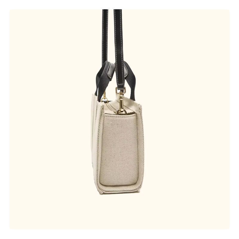 Túi Đeo Vai Zara Mini Vải Canvas Màu Trắng Đen Phong Cách Pháp Cao Cấp Cho Nữ