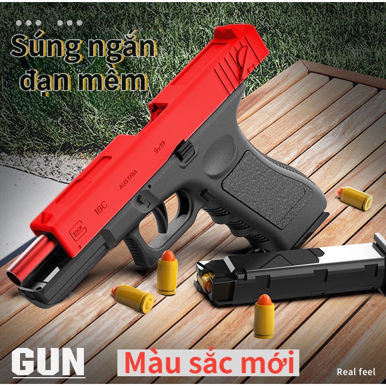 LAMJAD - Trẻ em có thể ném vỏ súng ngắn Glock súng đồ chơi cậu bé có thể bắn súng lục