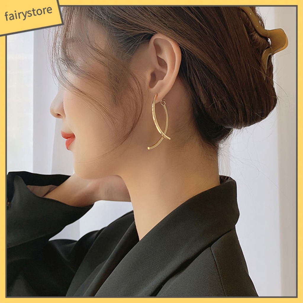 1 Đôi Bông Tai Xỏ Lỗ Dạng Xỏ Hình Học Đơn Giản Thời Trang Dành Cho Nữ