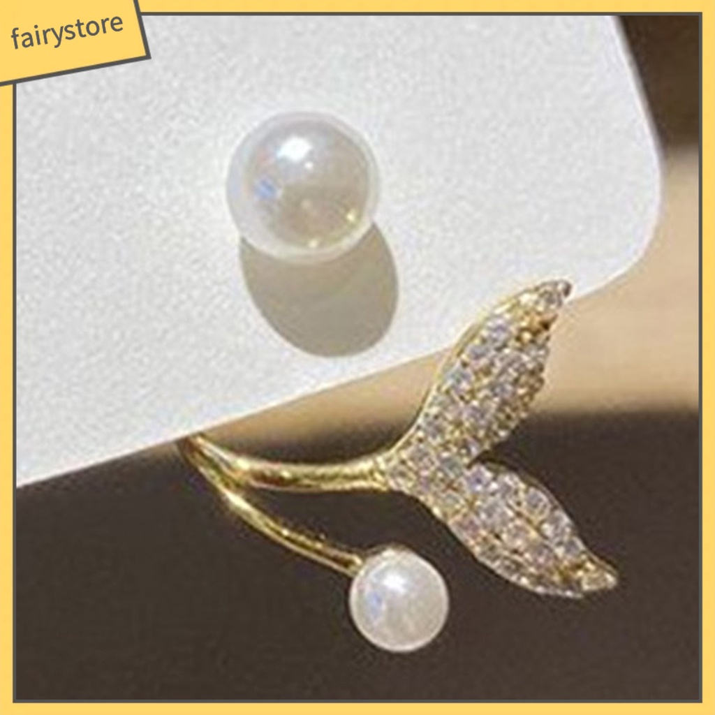 1 Đôi Bông Tai Hình Đuôi Cá Đính Ngọc Trai Giả Mạ Điện Lâu Trôi Thích Hợp Mặc Hàng Ngày