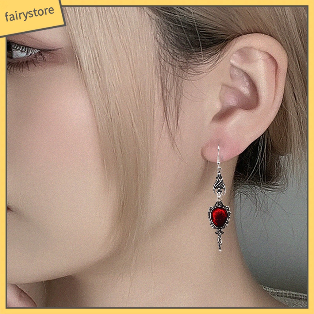 1 Đôi Bông Tai Hình Dơi Tráng Gương Phong Cách Gothic Punk Cổ Điển Thời Trang