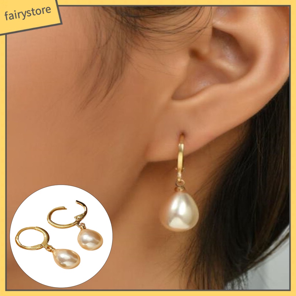 [FRO] 1 Đôi Bông Tai Hợp Kim Đính Ngọc Trai Nhân Tạo Thanh Lịch Cho Cuộc Sống Hàng Ngày