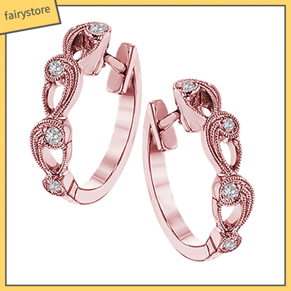 Khuyên Tai Tròn Rỗng Đính Đá Thời Trang Cho Nữ