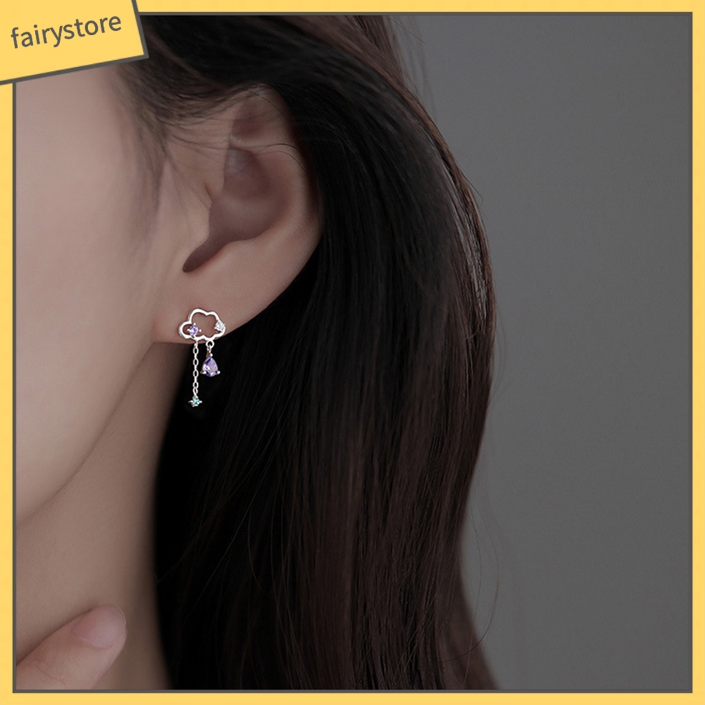 [FRO] 1 Đôi Bông Tai Hình Đám Mây Lấp Lánh Không Gây Dị Ứng Hợp Kim Thời Trang Cho Nữ