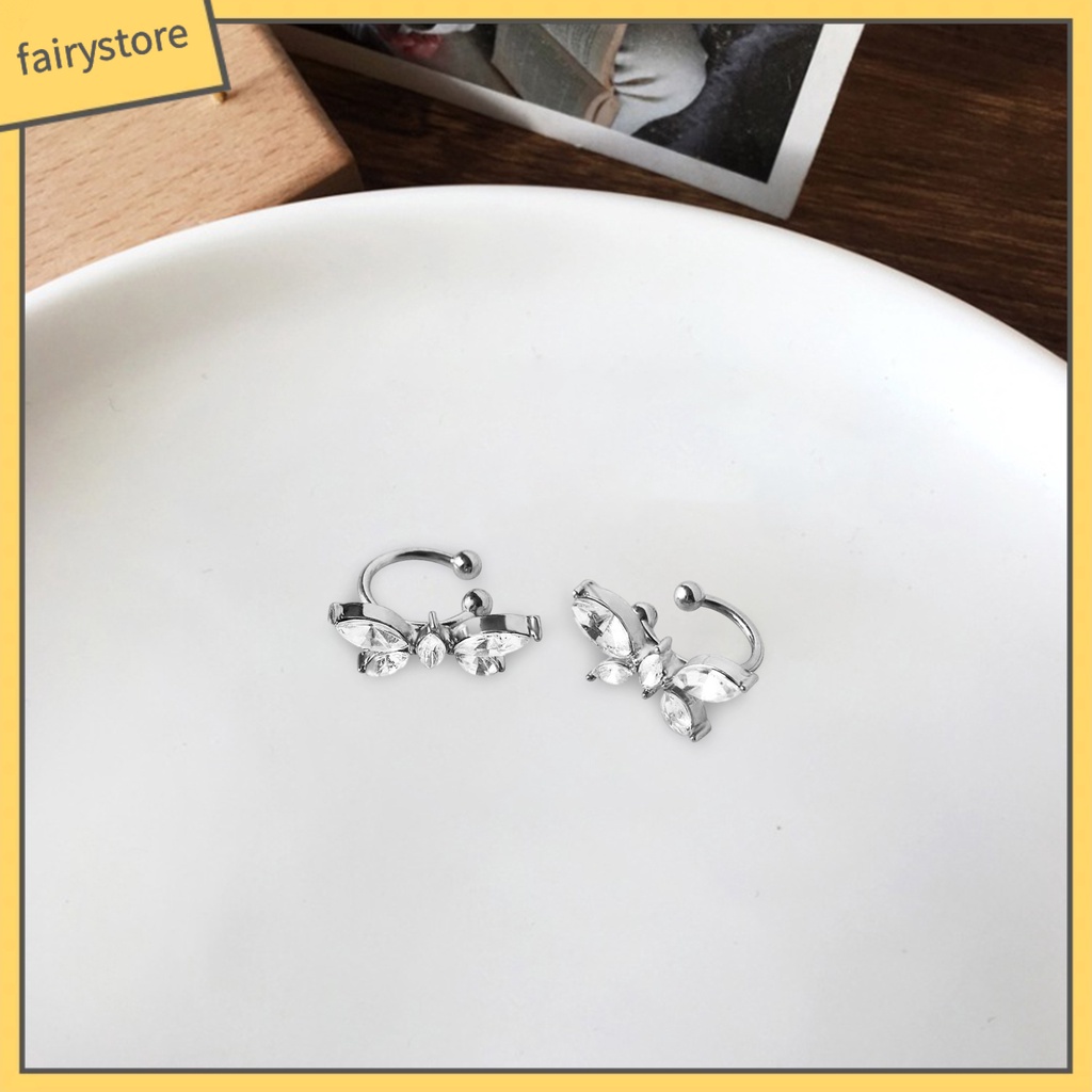 1 Đôi Bông Tai Kẹp Hình Bướm Đính Đá Zircon Phong Cách Nhật Bản Dành Cho Nữ