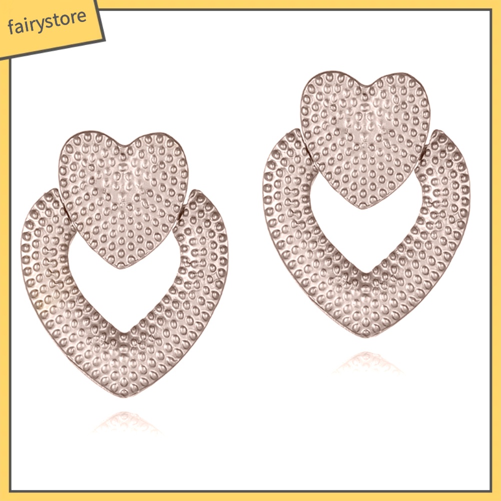 Bông Tai Hình Trái Tim Đôi Bằng Hợp Kim Thanh Lịch Dành Cho Nữ