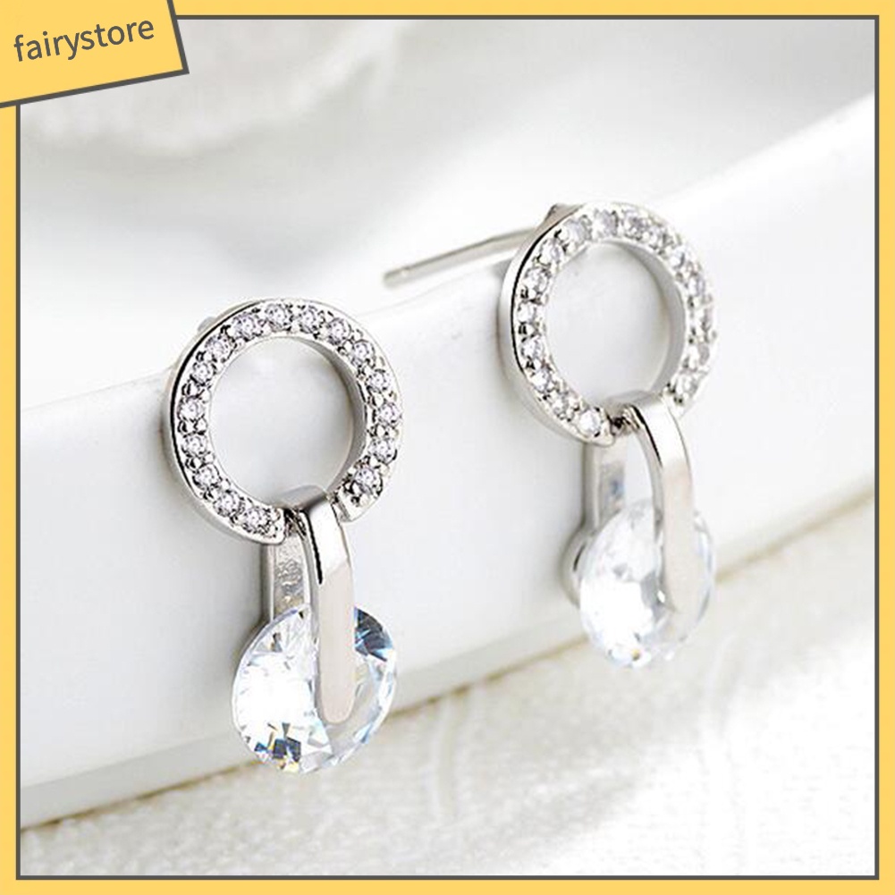 Bông Tai Tròn Đính Đá Zircon Thời Trang Dành Cho Nữ