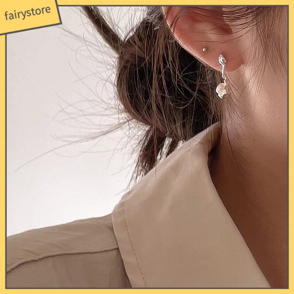 1 Đôi Bông Tai Hình Học Đính Ngọc Trai Giả Không Phai Màu Phong Cách Pháp Thời Trang