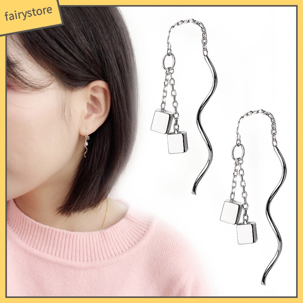 Bông Tai Hình Khối Tua Rua Thời Trang Dành Cho Nữ