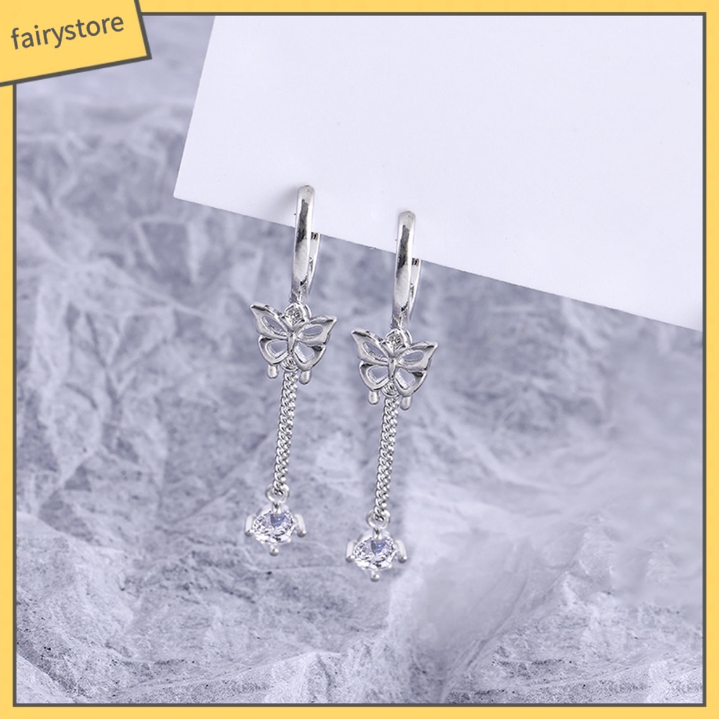 1 Bông Tai Hình Bướm Đính Đá Zircon Phong Cách Hàn Quốc Dành Cho Nữ