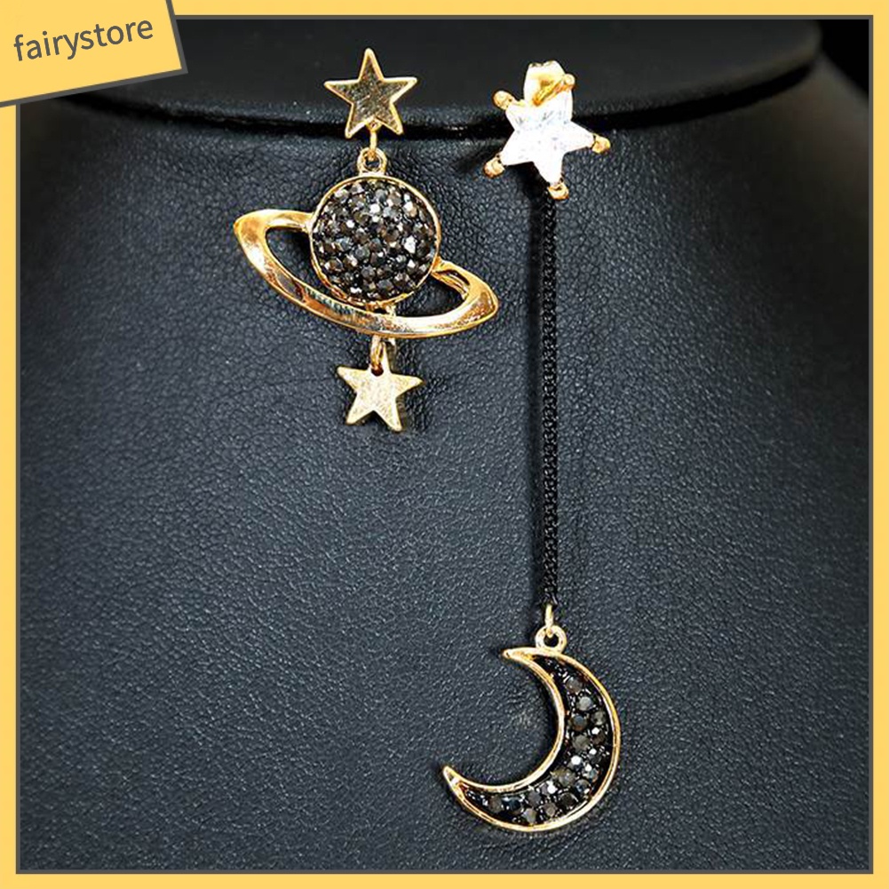 Đôi Khuyên Tai Hình Trăng Sao Đính Đá Thời Trang Cho Nữ