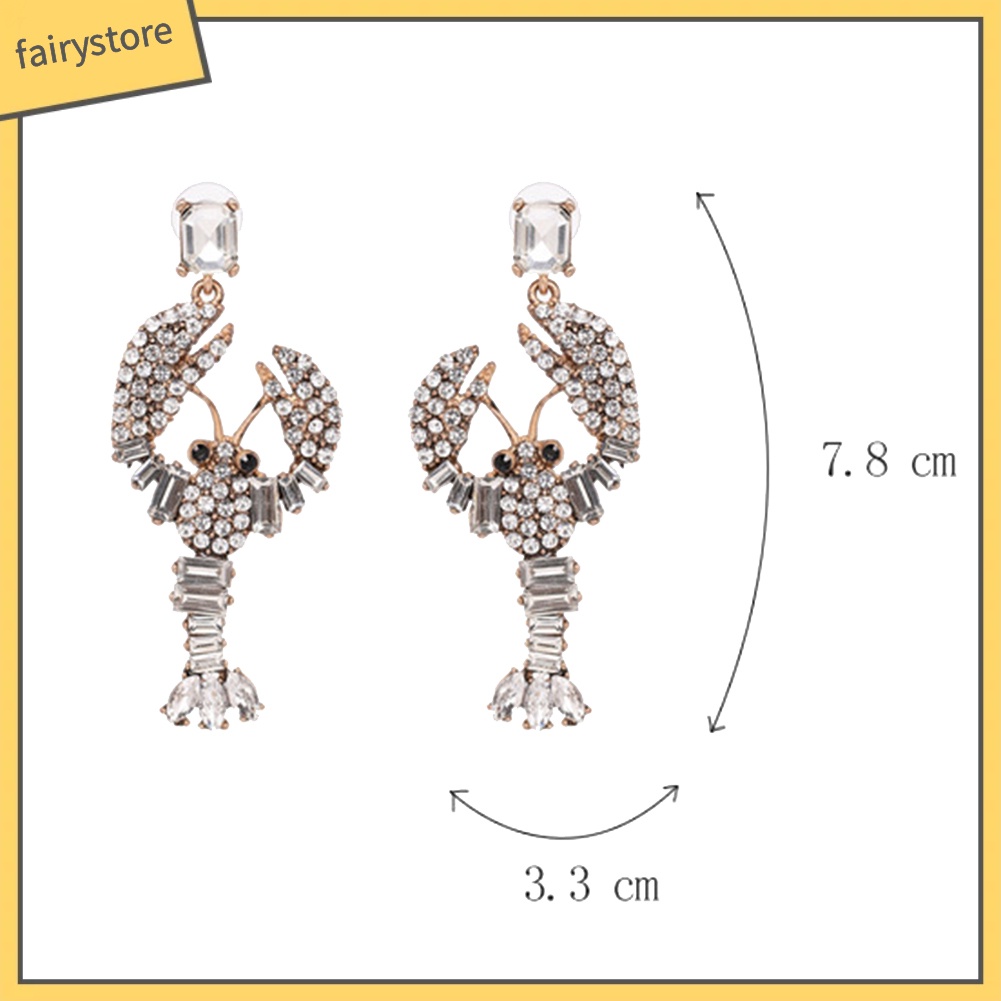 [FRO] Bông Tai Hình Tôm Hùm Đính Đá Sáng Tạo Cho Nữ