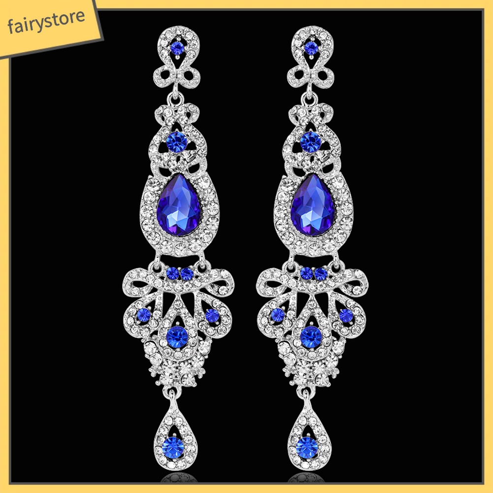 Bông Tai Dáng Dài Đính Đá Toàn Diện Phong Cách Cổ Điển Thời Trang Cho Nữ