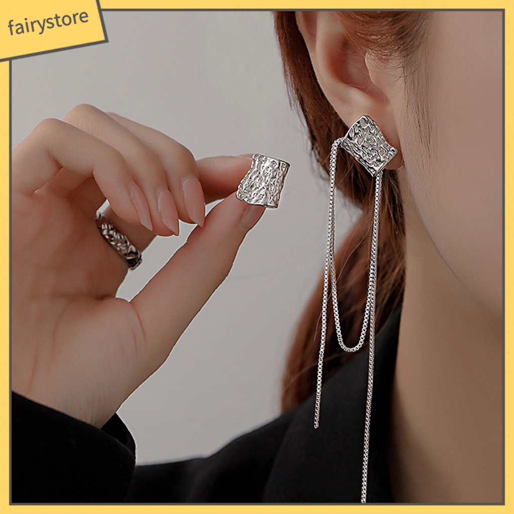 1 Đôi Bông Tai Hình Vuông Tua Rua Phong Cách Hàn Quốc Dành Cho Nữ