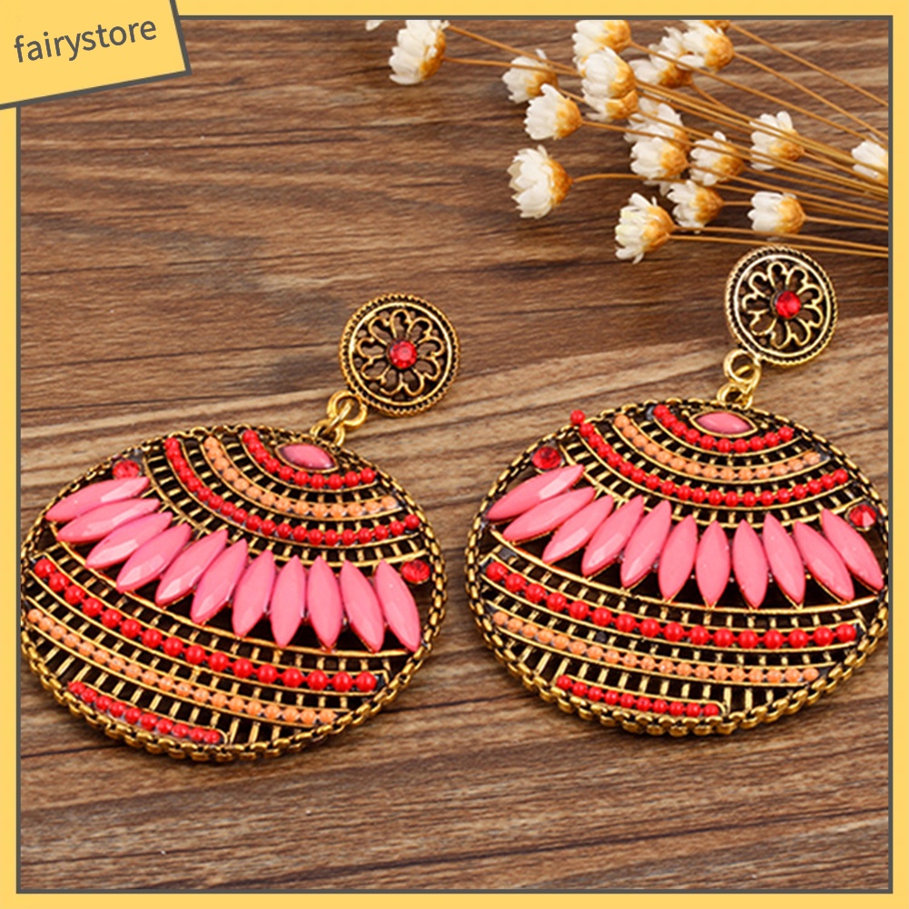 Đôi Khuyên Tai Dài Bản Tròn Kiều Boho Thời Trang Cho Nữ