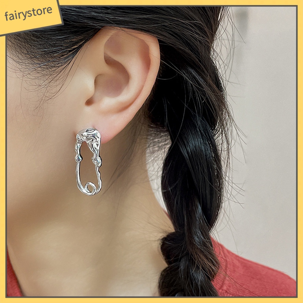 1 Đôi Bông Tai Hình Trái Tim Xếp Ly Không Đối Xứng Dành Cho Nữ