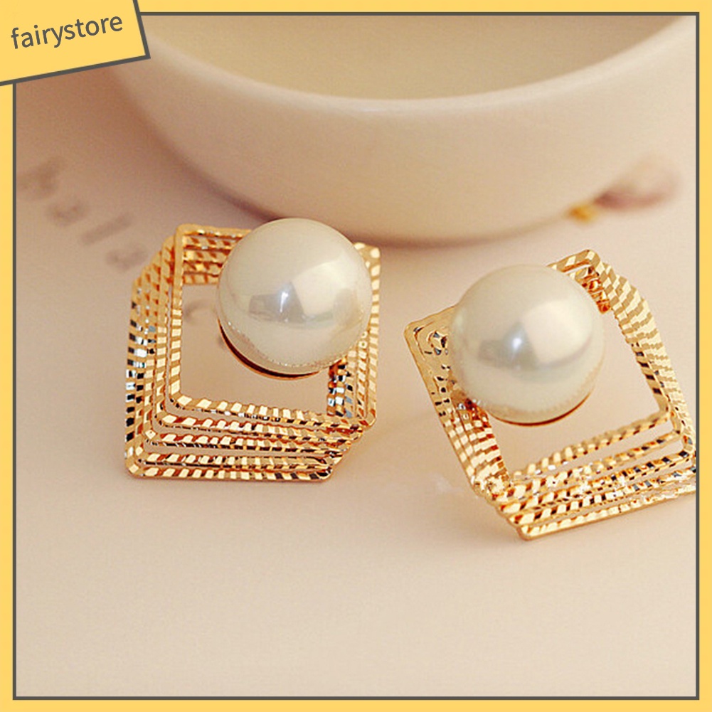 Bông Tai Nhiều Lớp Đính Ngọc Trai Giả Thời Trang Dành Cho Nữ