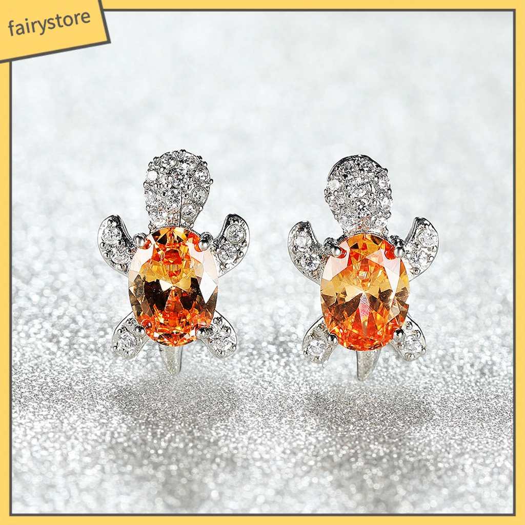 1 Đôi Bông Tai Hình Rùa Đính Đá Dễ Thương Dành Cho Nữ