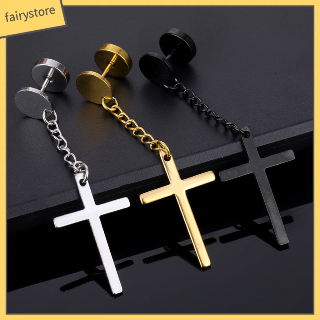 1 Khuyên Tai Lủng Lẳng Hình Học Mạ Điện Đơn Giản Phong Cách Hip Hop Cho Nam Nữ Mặc Hàng Ngày