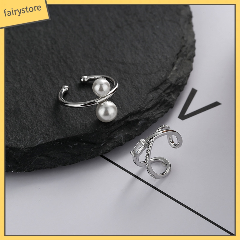 1 Khuyên Kẹp Vành Tai Không Cần Khoan Lỗ Dát Đá Giả Ngọc Trai Thời Trang Cho Nữ